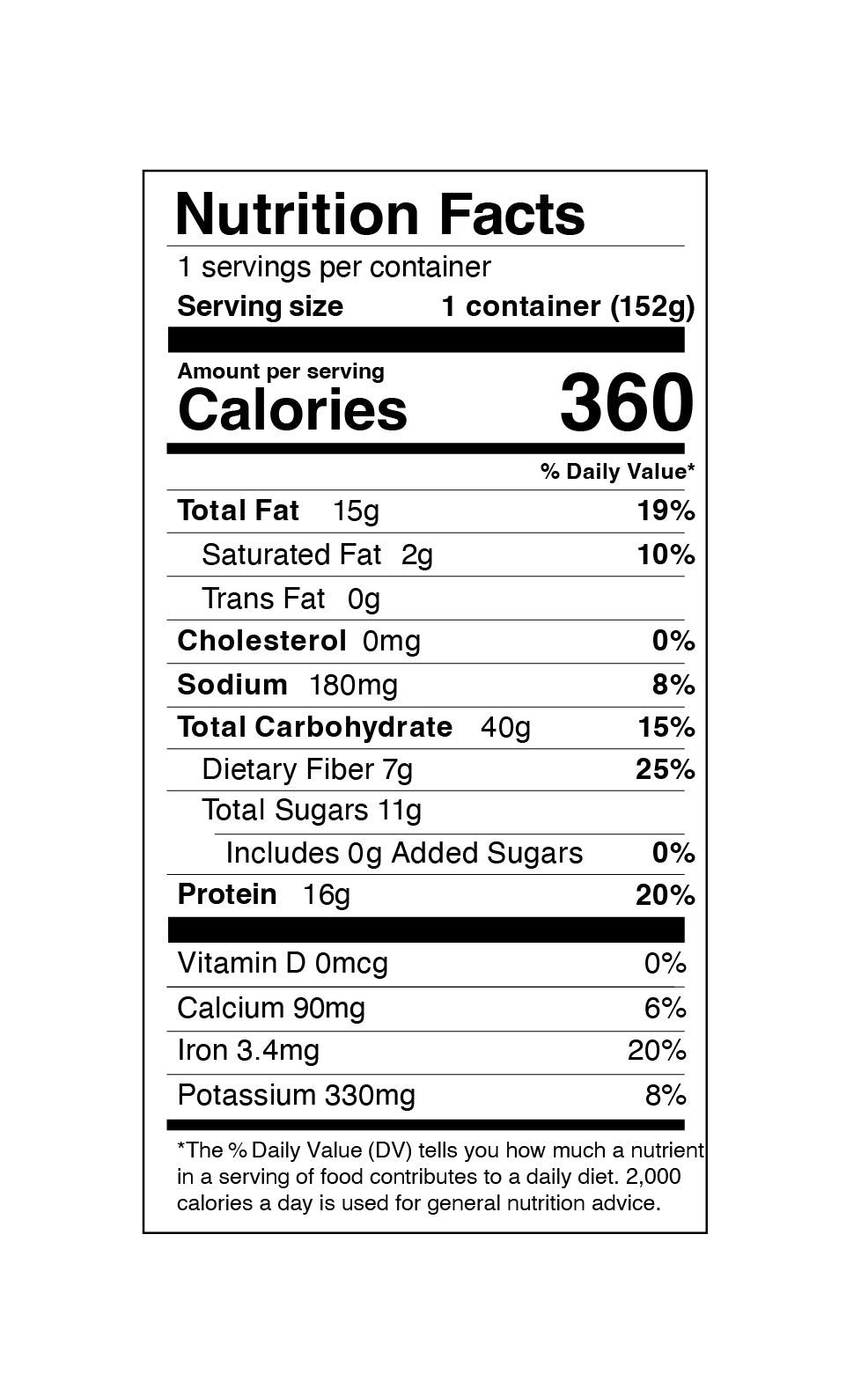 Nutrition facts label for Apple Cinnamon Protein