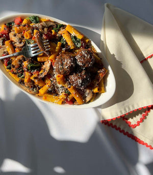 Classic Meatballs with Tomato Basil + Portobello Bolognese Pasta Recipe