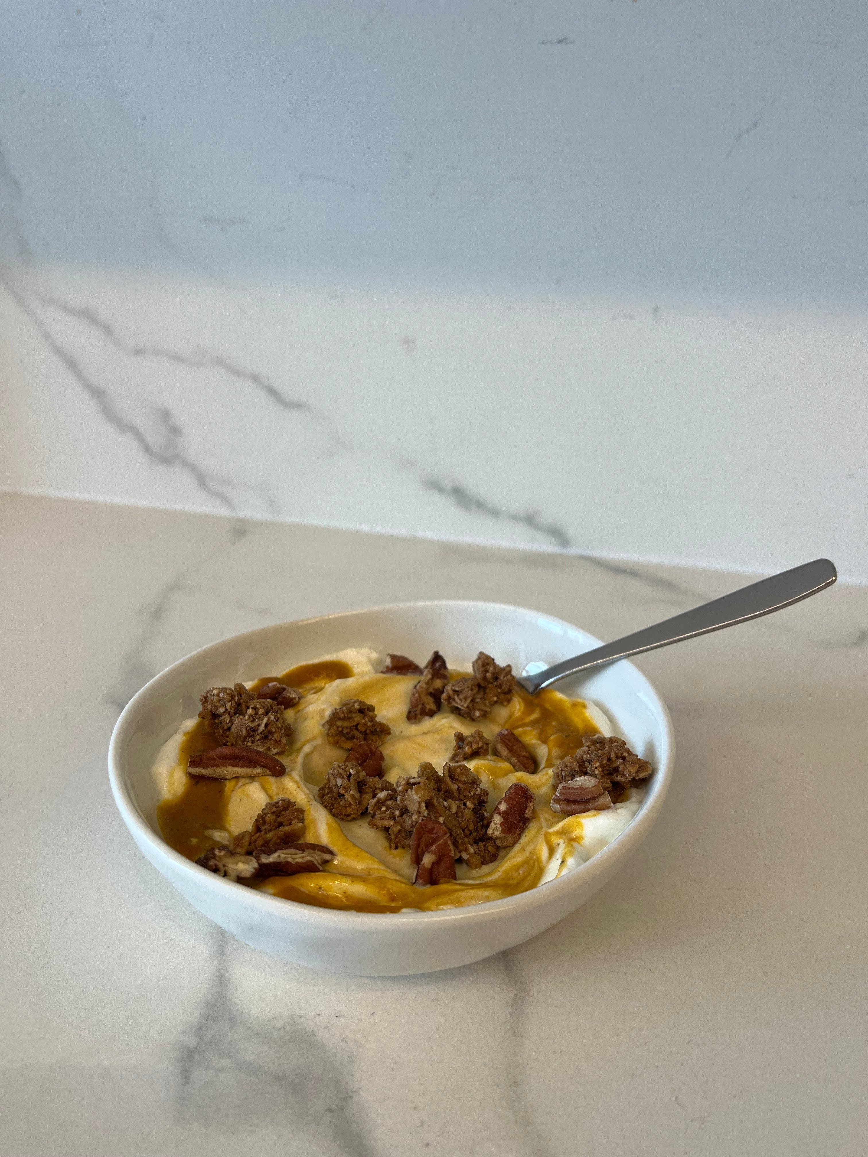 Pumpkin Spiced Swirled Yogurt and Granola
