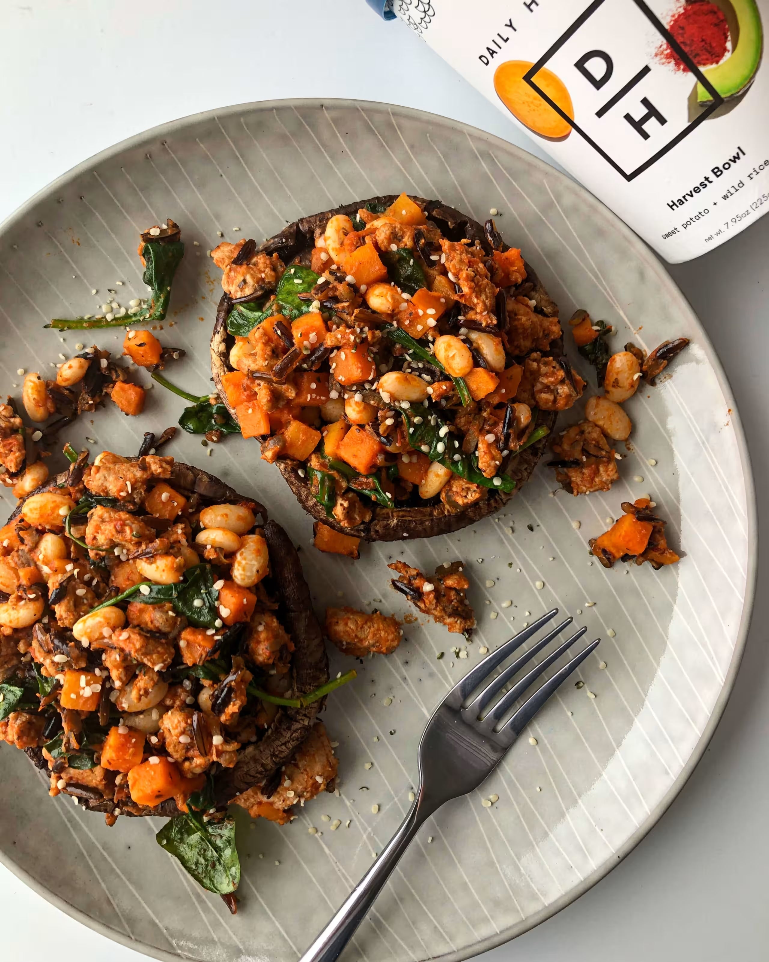 Sweet Potato + Wild Rice Hash Stuffed Mushrooms