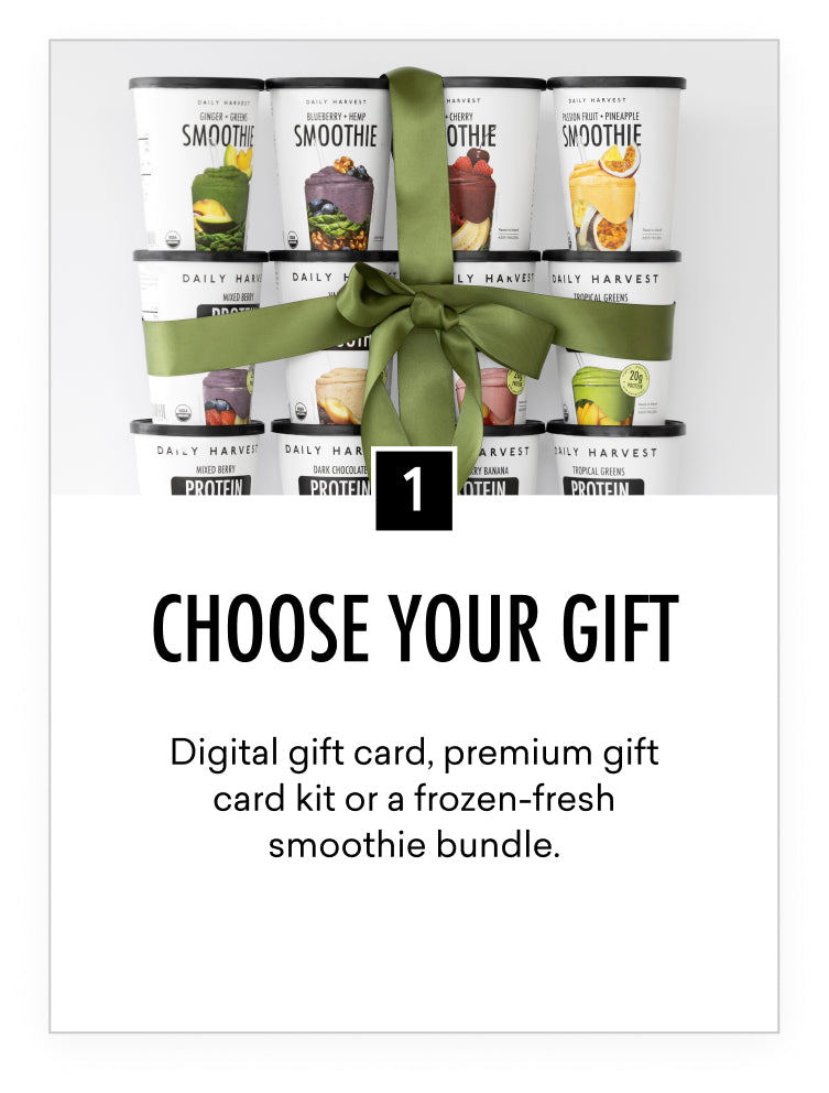 Choose your gift. Gift card, gift box or a frozen-fresh bundle.