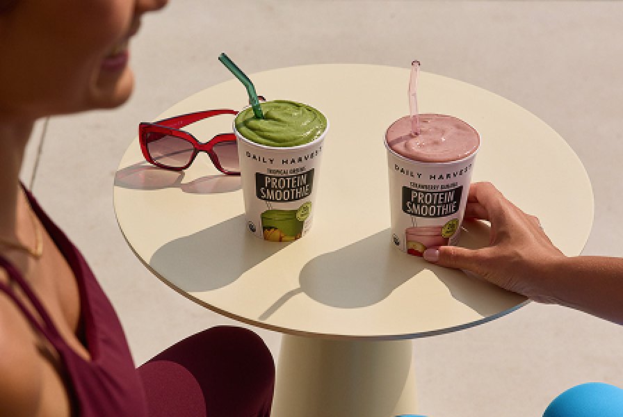 Protein smoothies on a table